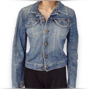 AG Adriano Goldschmied Y2K Vintage Alamo Stretch Shrunken Jean Jacket Size XS